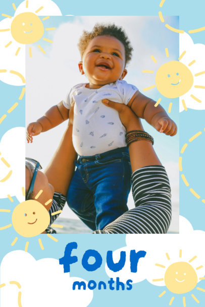Ad Banner Design Creator Featuring Illustrated Suns for a Baby's Monthiversary 6422c