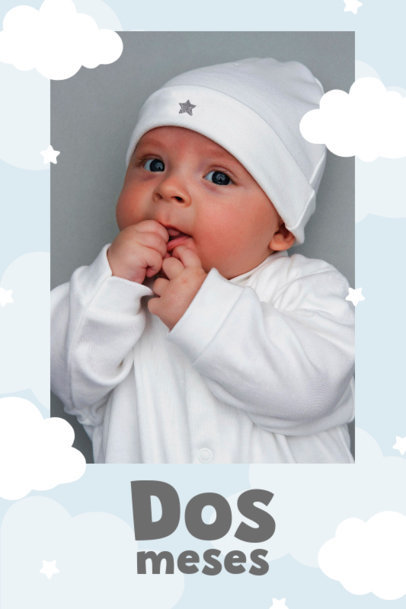 Ad Banner Template with Illustrated Clouds to Celebrate a Baby's Monthiversary 6422d