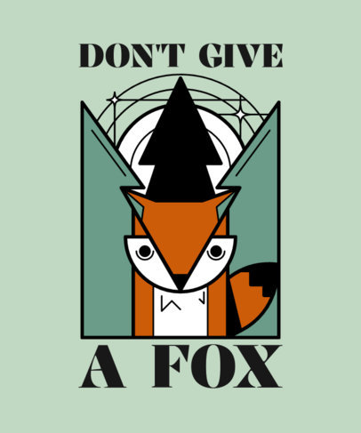 T-Shirt Design Template Featuring an Abstract Fox Illustration and Funny Quote 6423k