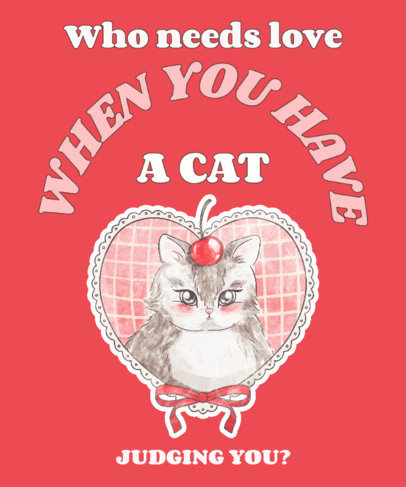 Vintage-Aesthetic T-Shirt Design Maker Featuring an Illustrated Cat in a Heart 6433d