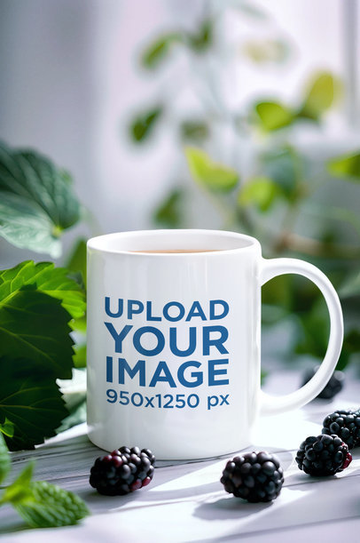 AI-Generated Mockup Featuring a Coffee Mug Filled With a Raspberry Mint Tea m38436