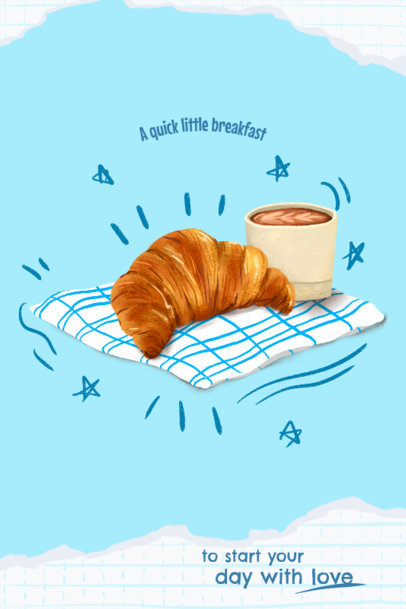 Kitchen Poster Design Creator with an Illustrated Croissant and a Coffee 6432b