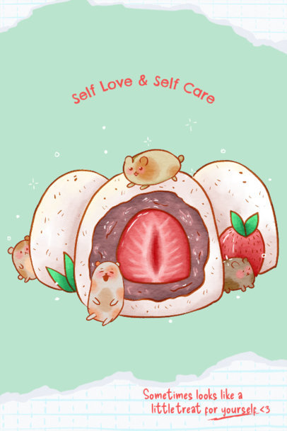 Kitchen Poster Design Maker Featuring Cute Cartoons with Strawberries 6432g