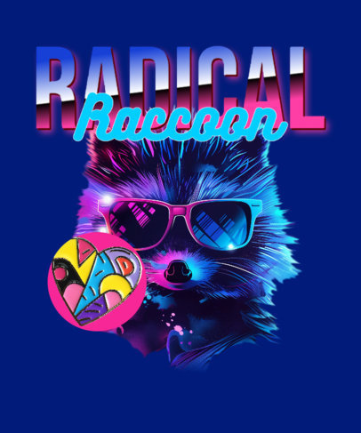 T-Shirt Design Maker Featuring a Neon Raccoon with a Retro Typeface