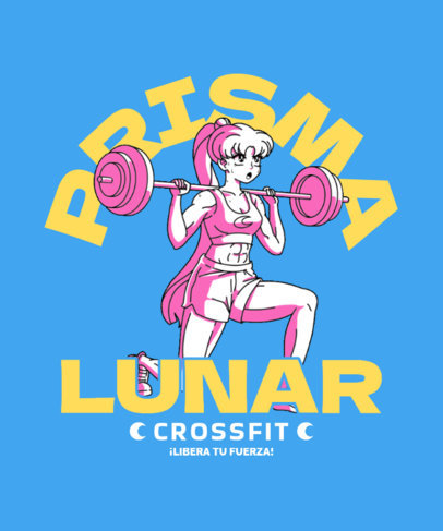Gym T-Shirt Design Generator with an Anime Girl Lifting a Barbell