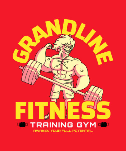 Illustrated T-Shirt Design Maker for Gym Rats with a Muscular Anime Character