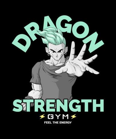 Gym T-Shirt Design Creator Featuring an Anime-Inspired Muscular Character