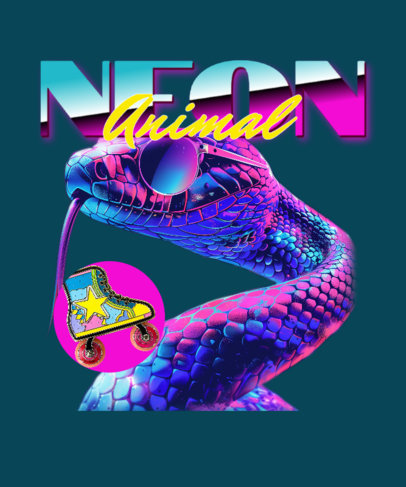 Party T-Shirt Design Maker with a Neon Snake and a Synthwave-Style Font 6427g