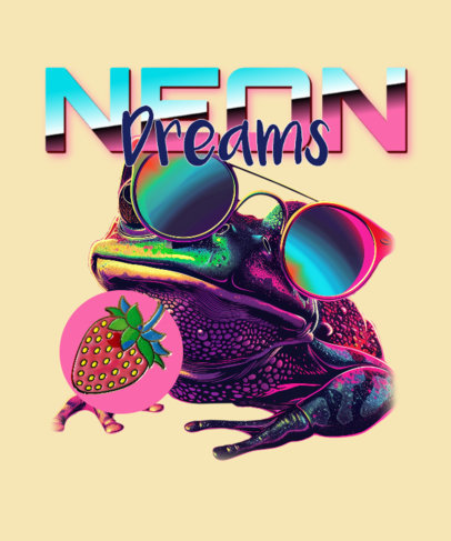 T-Shirt Design Generator with a Neon Frog and an Illustrated Strawberry 6427j