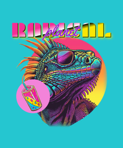 T-Shirt Design Creator with a Colorful Iguana and a Synthwave-Style Font 6427l