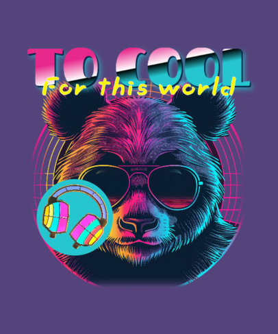 T-Shirt Design Template Featuring a Neon Bear with Sunglasses and a Retro Font