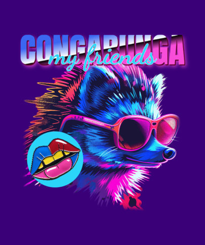 Neon T-Shirt Design Generator with a Party HedgeHog with Sunglasses 6427n