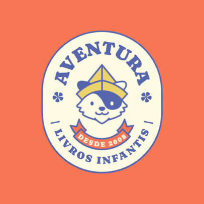 Logo Template for a Kids Book Store Featuring an Illustrated Raccoon