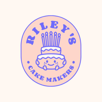 Online Logo Maker Featuring a Smiling Cake Illustration for a Bakery