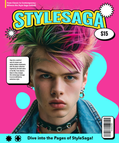 Retro T-Shirt Design Maker Featuring an AI-Created Man with Colorful Hair 6431d