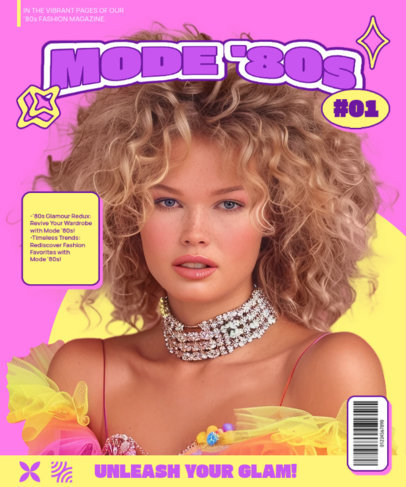 T-Shirt Design Template with a Beautiful Woman Dressed in 80s-Style Fashion 6431j