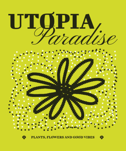 T-Shirt Design Creator With a Good Vibes Quote and a Pixel Flower Graphic