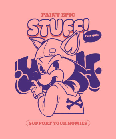 T-Shirt Design Generator Featuring a Cartoonish Dog Painting a Graffiti