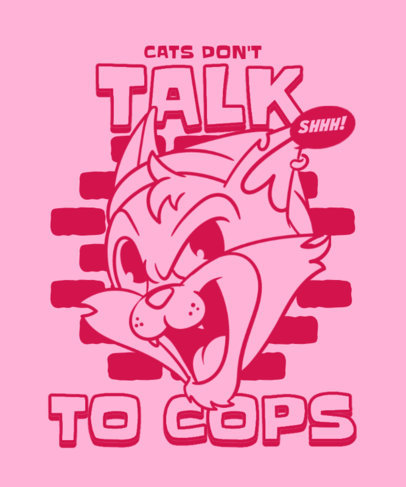 T-Shirt Design Generator Featuring a Retro Cat Face with Background Brick Walls