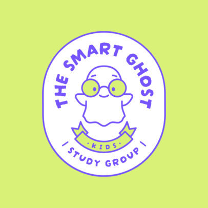 Kids Study Group Logo Maker Featuring an Adorable Ghost