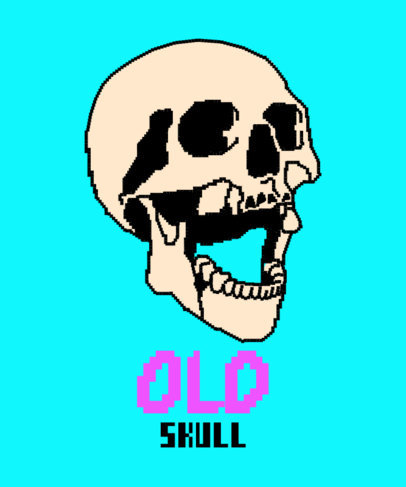 T-Shirt Design Template Featuring a Pixelated Skull Laughing