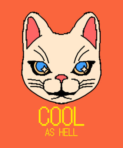 T-Shirt Design Creator Featuring a Pixelated Cat Face with a Retro Font
