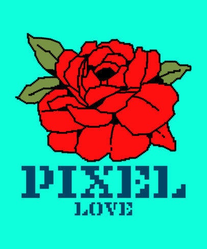 T-Shirt Design Maker with a Pixelated Rose and a Retro PC Font