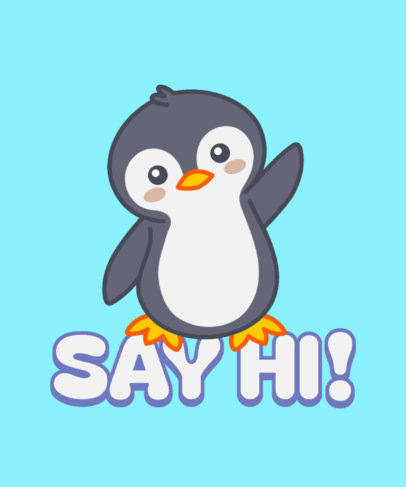 T-Shirt Design Generator Featuring a Kawaii Theme for Penguin Enthusiasts
