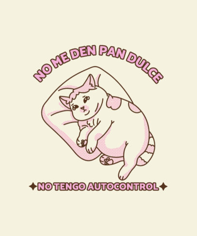 T-Shirt Design Template with a Fat Kitten Illustration and a Funny Quote About Food ed6929h