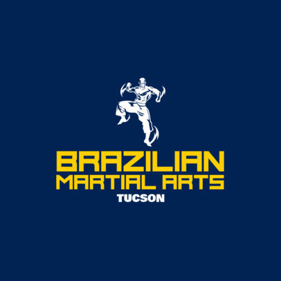 Brazilian Martial Arts Center Logo Creator with an Illustrated Fighter 6422c