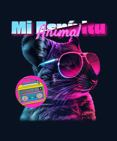 Synthwave-Style T-Shirt Design Generator with a Neon Chinchilla  6427a