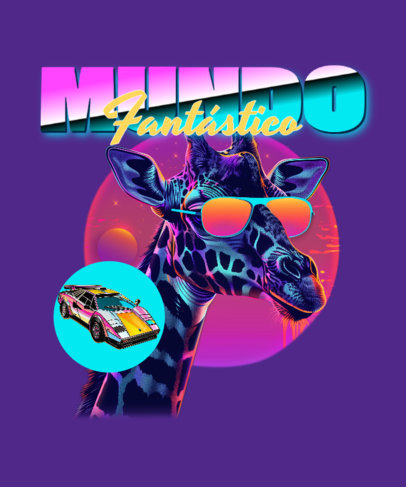 Retro T-Shirt Design Creator Featuring a Cool Giraffe a Synthwave Typeface 6427b