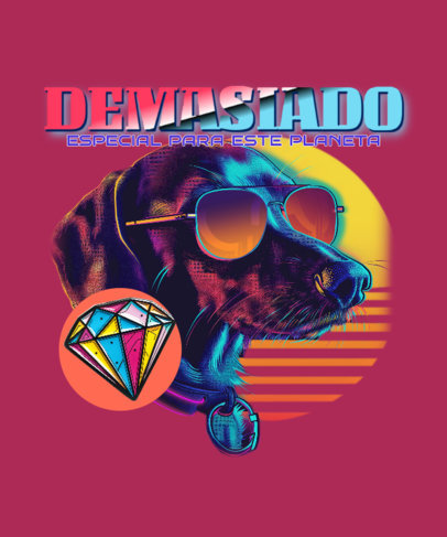 Neon T-Shirt Design Maker Featuring an Illustrated Dog with Sunglasses 6427c
