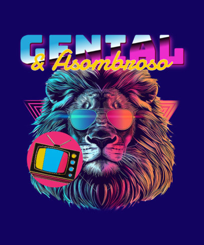 T-Shirt Design Generator Featuring a Neon Lion with Sunglasses and a Retro Font 6427e