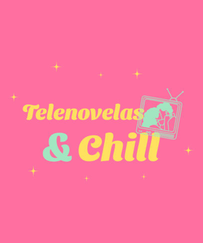 T-Shirt Design Template With a Couple Kissing in a TV and a Telenovela Quote 6446d