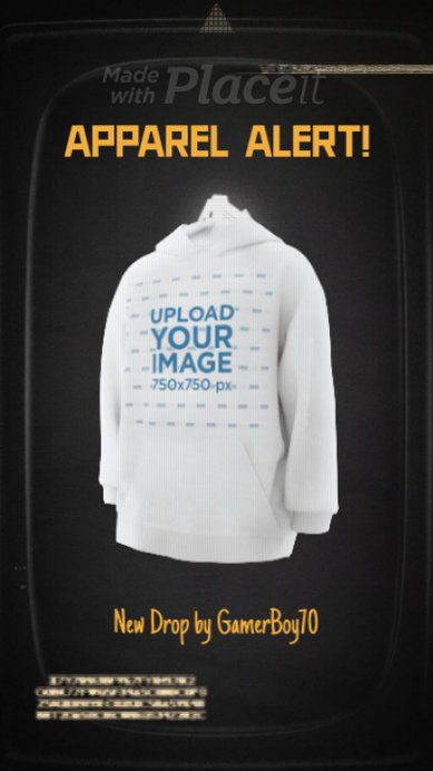 3D Pullover Hoodie Mockup for a Gaming New Apparel Collection