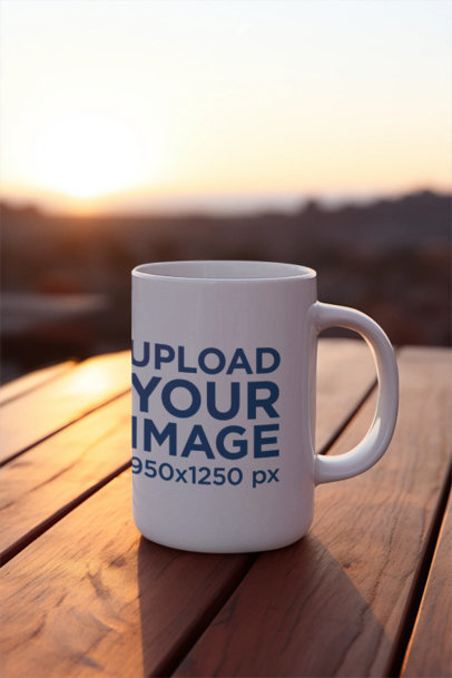 Outdoor-Themed Mockup Featuring an AI-Created Coffee Mug m37489
