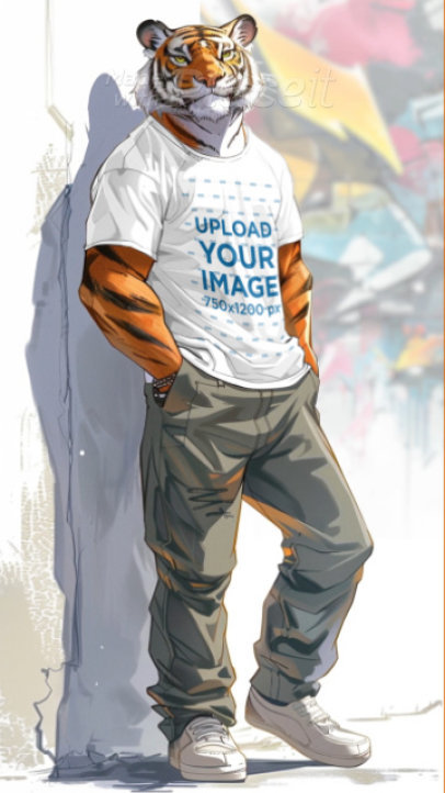 AI-Generated Video Featuring an Illustrated Tiger Wearing a T-Shirt