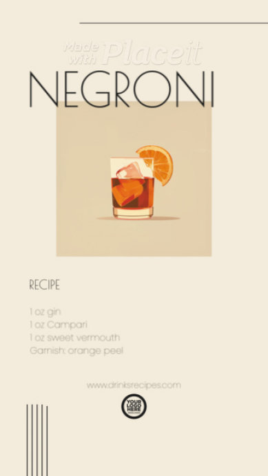 Cocktail-Themed Instagram Story Video Maker Featuring a Negroni Recipe