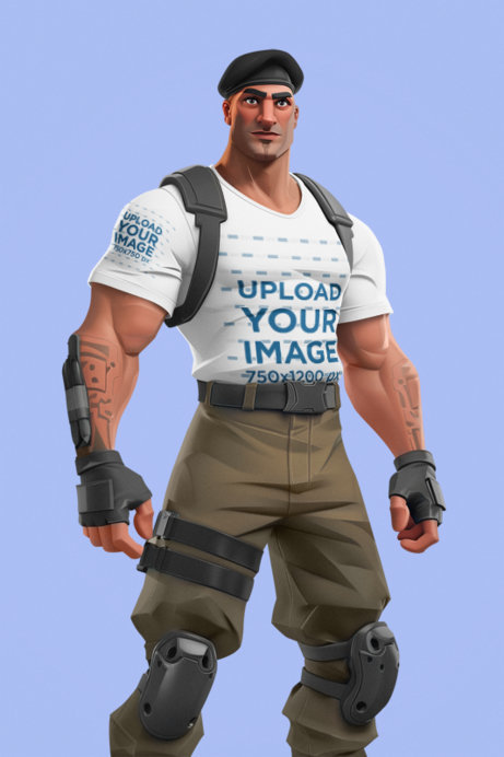 T-Shirt Mockup of an AI-Generated Character Inspired by Fortnite 