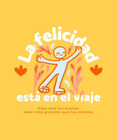 T-Shirt Design Template Featuring a Happiness Quote with a Doodle Illustration 6442h
