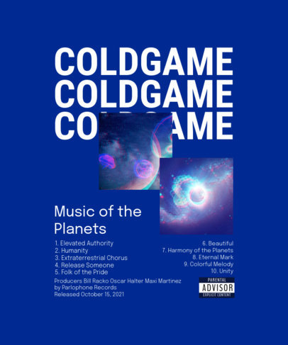 Back-View T-Shirt Design Template with Space Pictures Inspired by a Music Band ed6909e