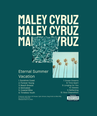 Back-View T-Shirt Design Maker with Summer Pictures Inspired by a California Singer ed6909l