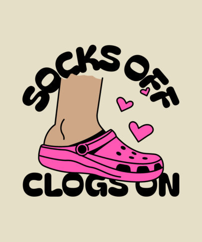 T-Shirt Design Template Featuring an Illustrated Foot Wearing a Clog Shoe 4400 6439