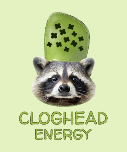 T-Shirt Design Template Featuring a Funny Raccon with a Clog Shoe 3326 6436