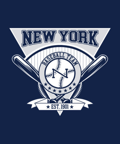 T-Shirt Design Template Featuring a Baseball Team Emblem with Illustrated Bats ed6935