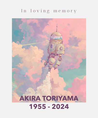 T-Shirt Design Template with an Illustrated Robos in Loving Memory of Akira Toriyama 2981 6453