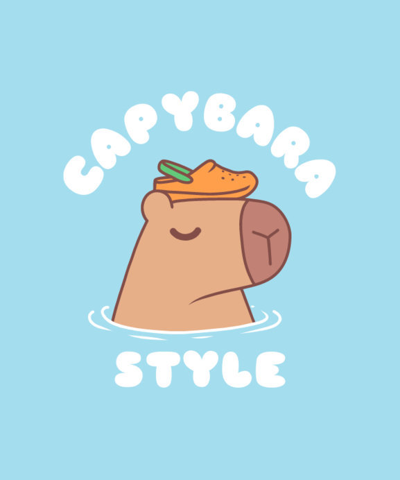 Placeit - T-Shirt Design Maker Featuring an Illustrated Capybara with a ...