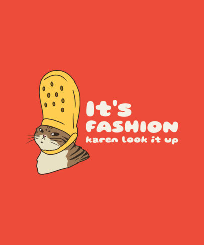 T-Shirt Design Creator with a Funny Cat Wearing a Clog Shoe on Its Head