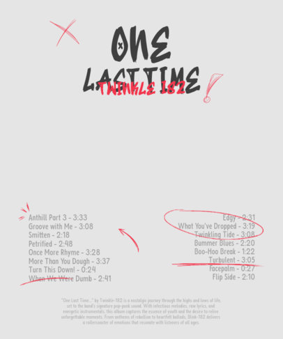 Back-View T-Shirt Design Creator with a Rock Band's Tracklist ed6911b